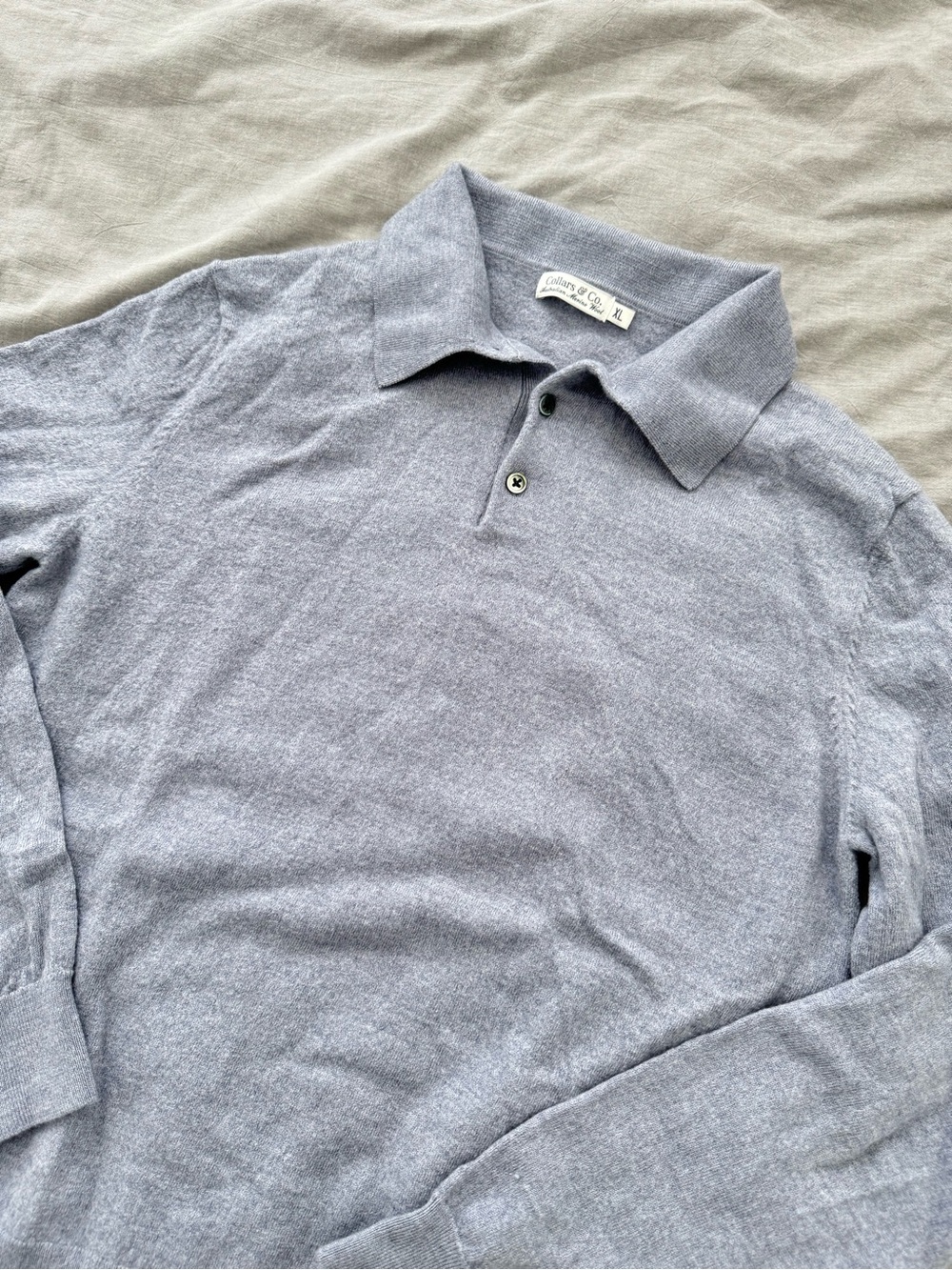 Collars & Co. Long Sleeve Men’s Polo Sweater in Light Grey | 100% Merino Wool - Picture 2 of 8